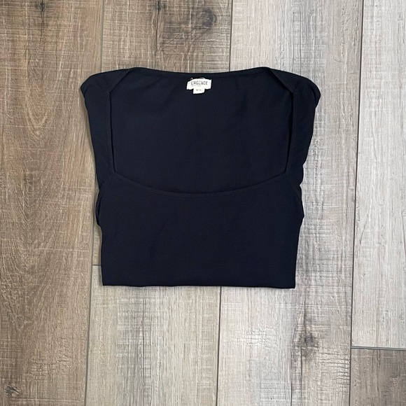 L'AGENCE Astrid Long Sleeve Square Neck Top in Black size M - EUC Ribbed - Picture 4 of 12